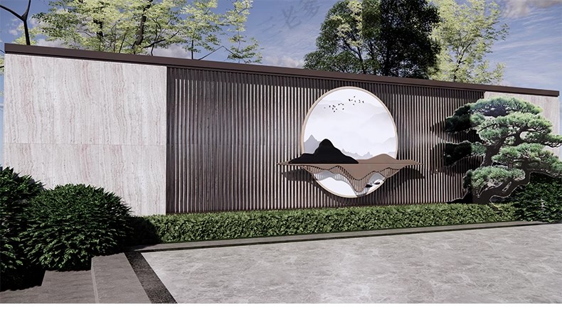 图片[22]-现代小区铁艺格栅围墙SU模型山水图案庭院围栏背景墙草图大师素材-大怪兽分享