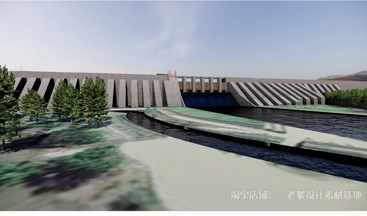 图片[23]-水库水坝su模型现代水利工程水闸发电站河流水电站堤坝草图大师-大怪兽分享