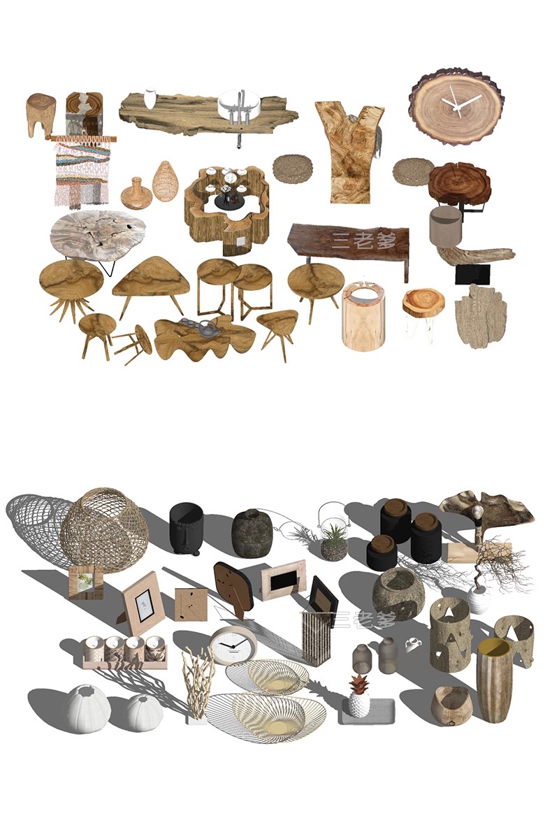 图片[23]-新中式日式原木风民宿室内软装陈设装饰品摆件草图大师SU模型素材-大怪兽分享