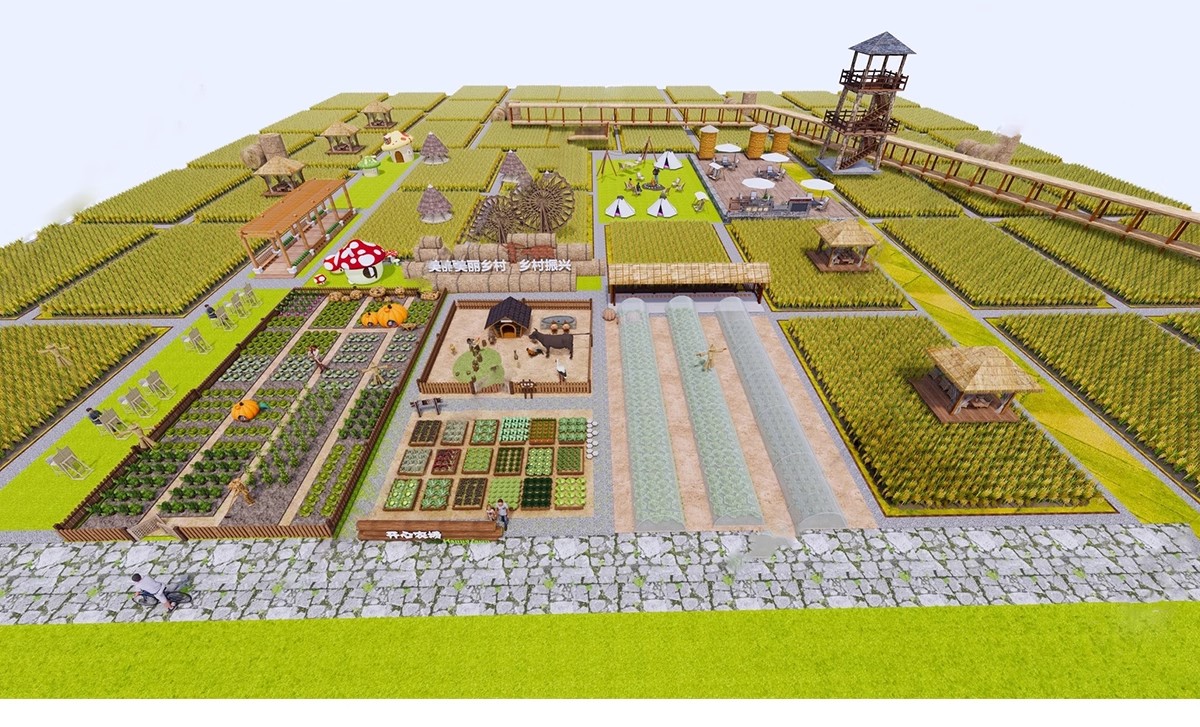 图片[23]-美丽乡村稻田农庄民宿餐厅咖啡厅景观田园公园野餐露营网红SU模型-大怪兽分享