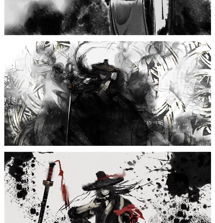 图片[10]-浪人侠客武侠水墨人物中国风手绘插画海报psd设计素材源文件模板-大怪兽分享