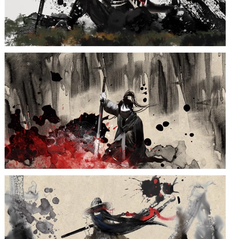 图片[11]-浪人侠客武侠水墨人物中国风手绘插画海报psd设计素材源文件模板-大怪兽分享