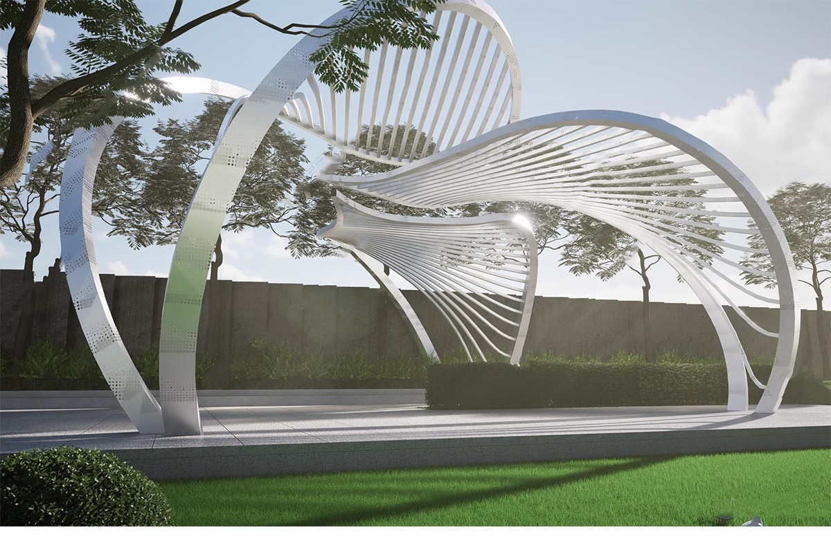 图片[22]-异形弧形廊架SU模型公园亭子广场休闲亭长廊景观构筑廊架SketchUp-大怪兽分享