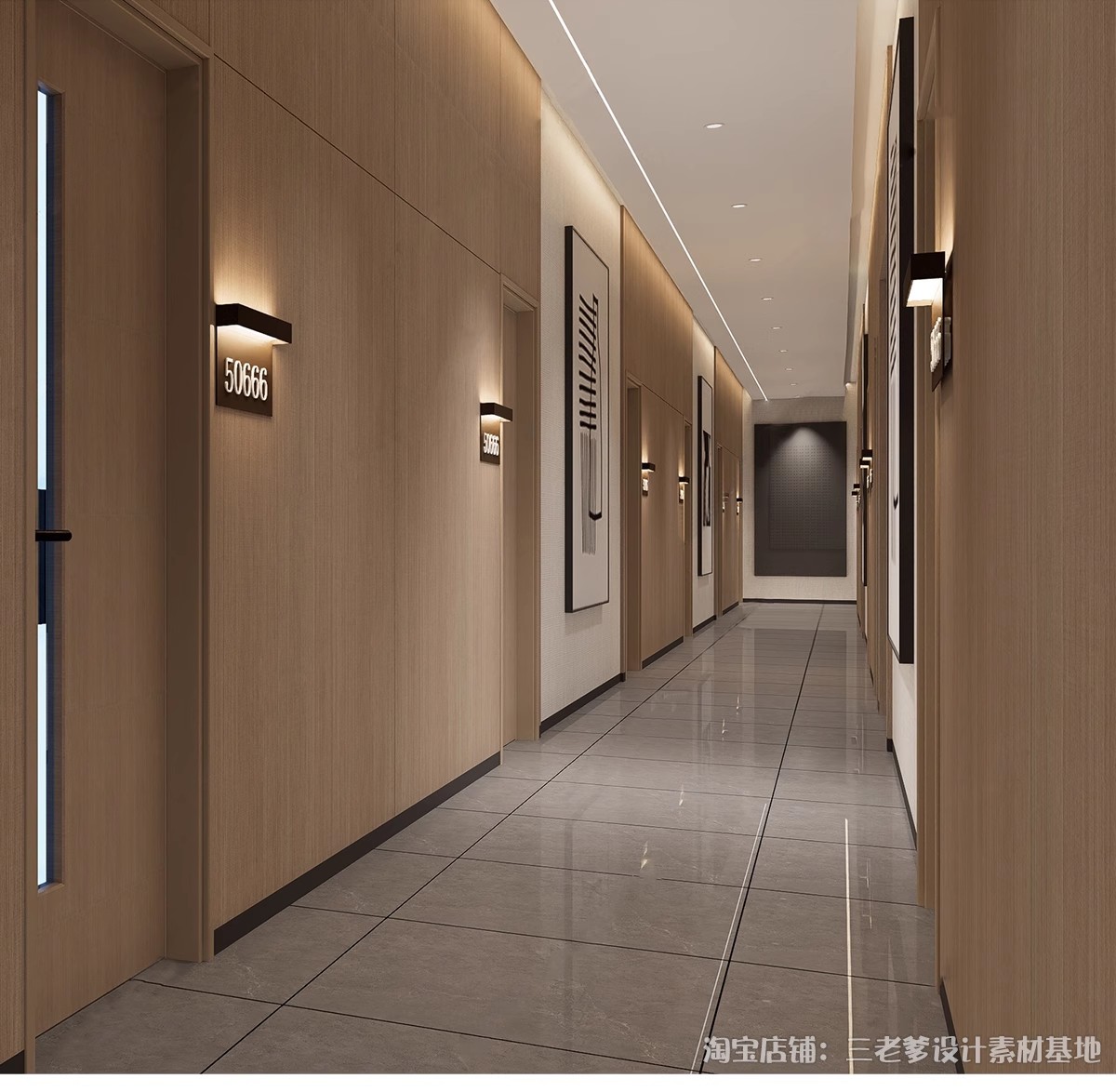 图片[24]-过道走廊su模型现代新中式工装酒店公司办公餐饮空间场景草图大师-大怪兽分享