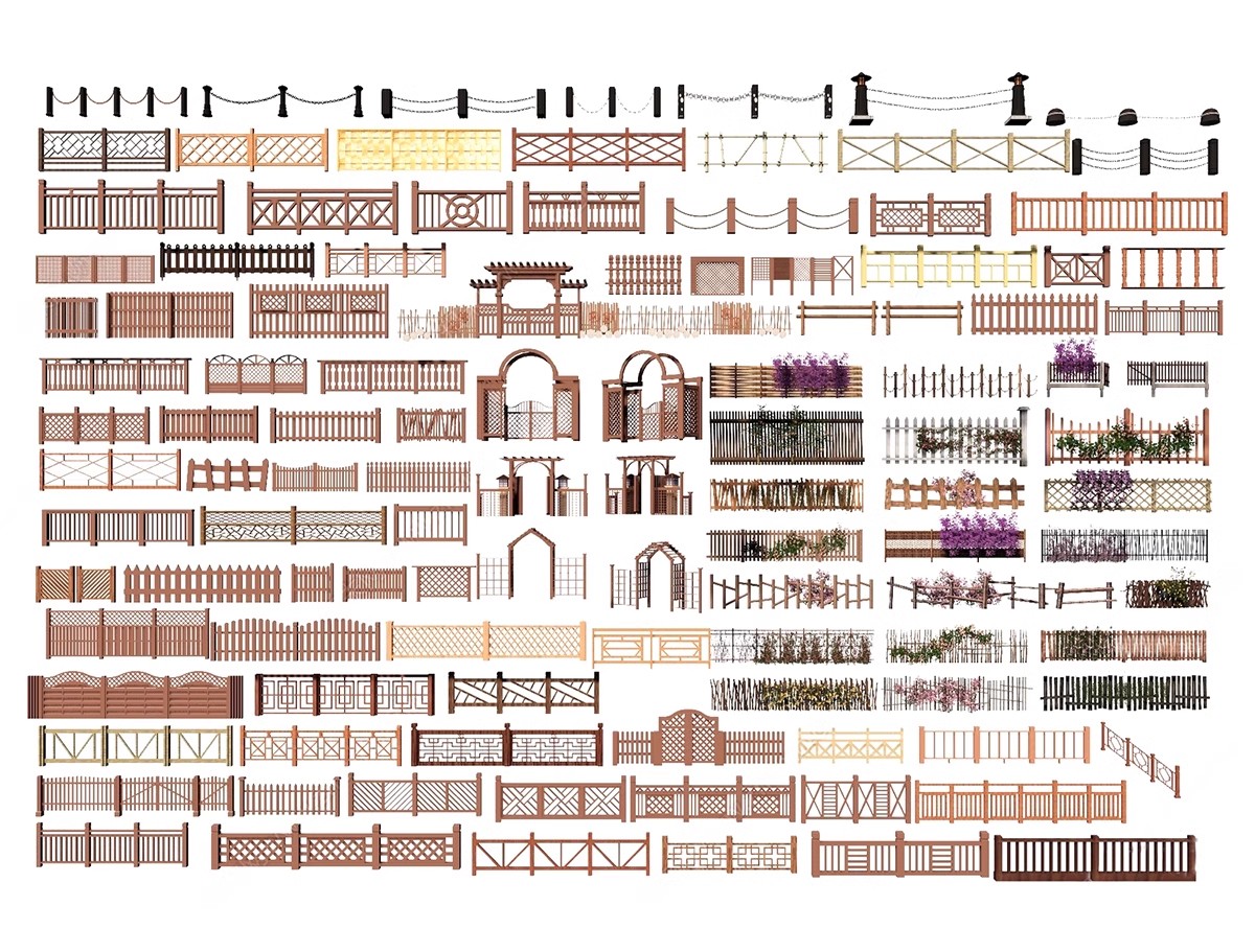 图片[25]-中式雕花防腐木头栏杆景观桥木质扶手围栏乡村护栏SU模型草图大师-大怪兽分享