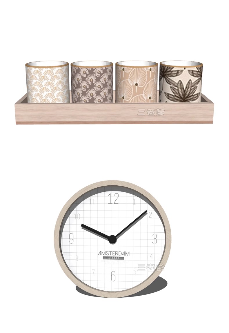 图片[25]-新中式日式原木风民宿室内软装陈设装饰品摆件草图大师SU模型素材-大怪兽分享