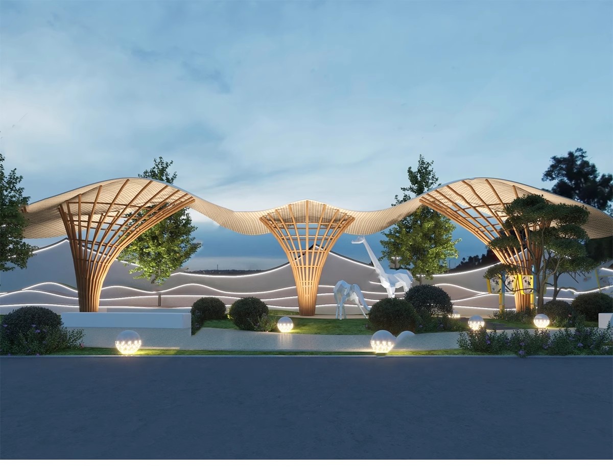 图片[23]-异形弧形廊架SU模型公园亭子广场休闲亭长廊景观构筑廊架SketchUp-大怪兽分享