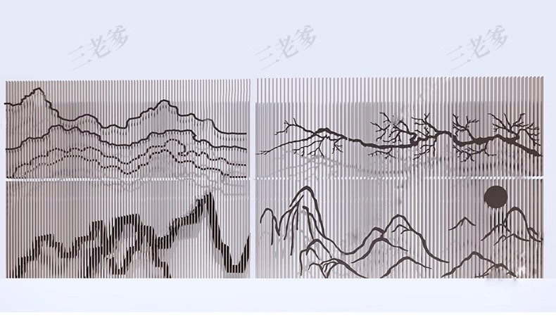 图片[25]-现代小区铁艺格栅围墙SU模型山水图案庭院围栏背景墙草图大师素材-大怪兽分享