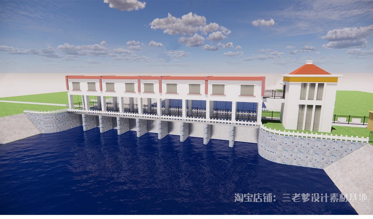 图片[26]-水库水坝su模型现代水利工程水闸发电站河流水电站堤坝草图大师-大怪兽分享
