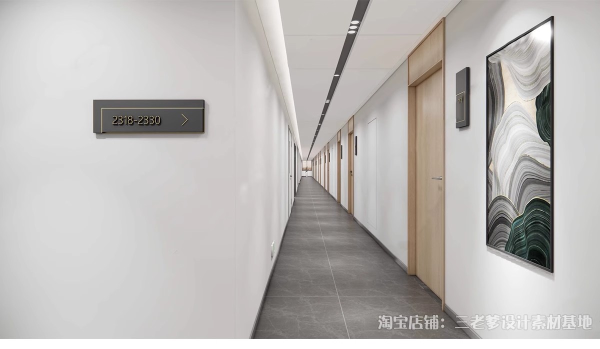 图片[28]-过道走廊su模型现代新中式工装酒店公司办公餐饮空间场景草图大师-大怪兽分享