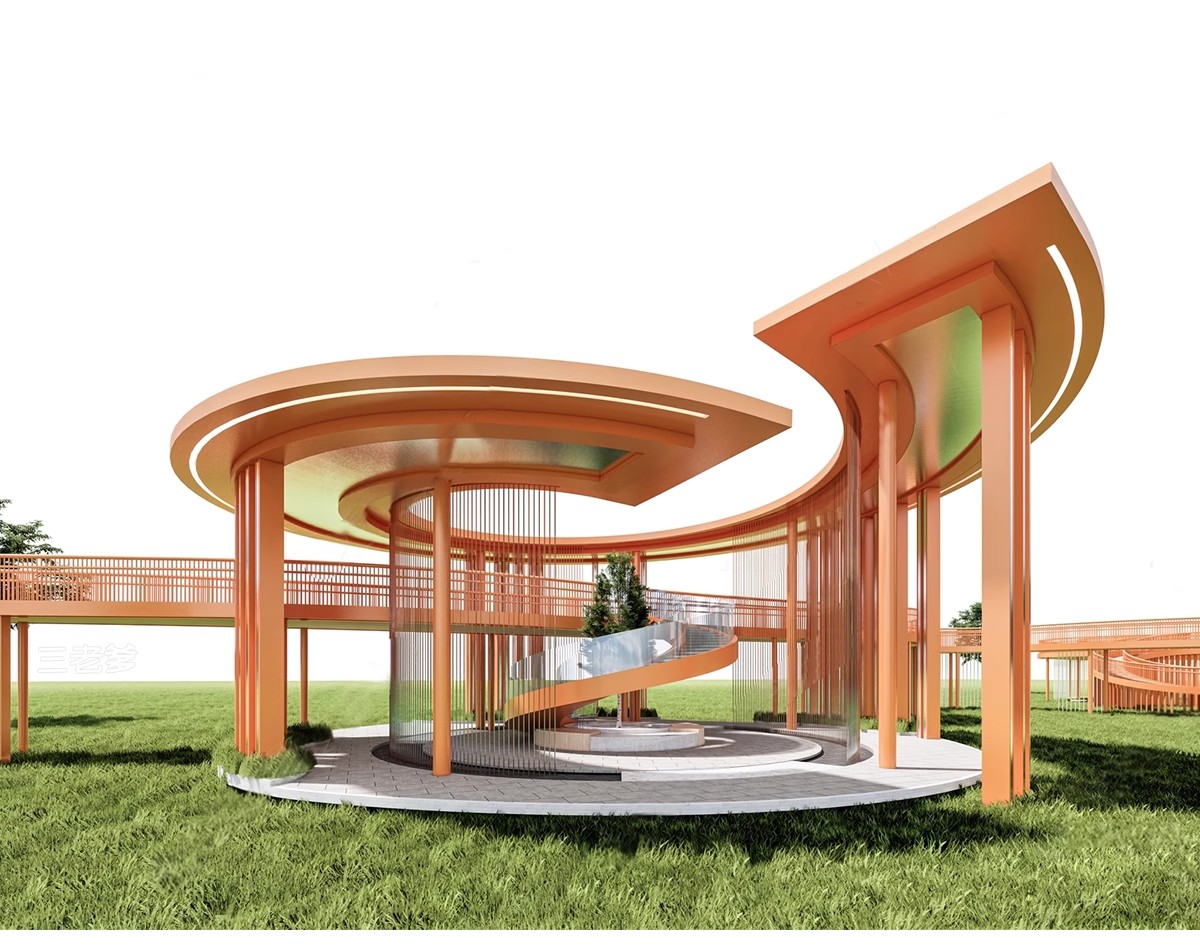 图片[27]-异形弧形廊架SU模型公园亭子广场休闲亭长廊景观构筑廊架SketchUp-大怪兽分享