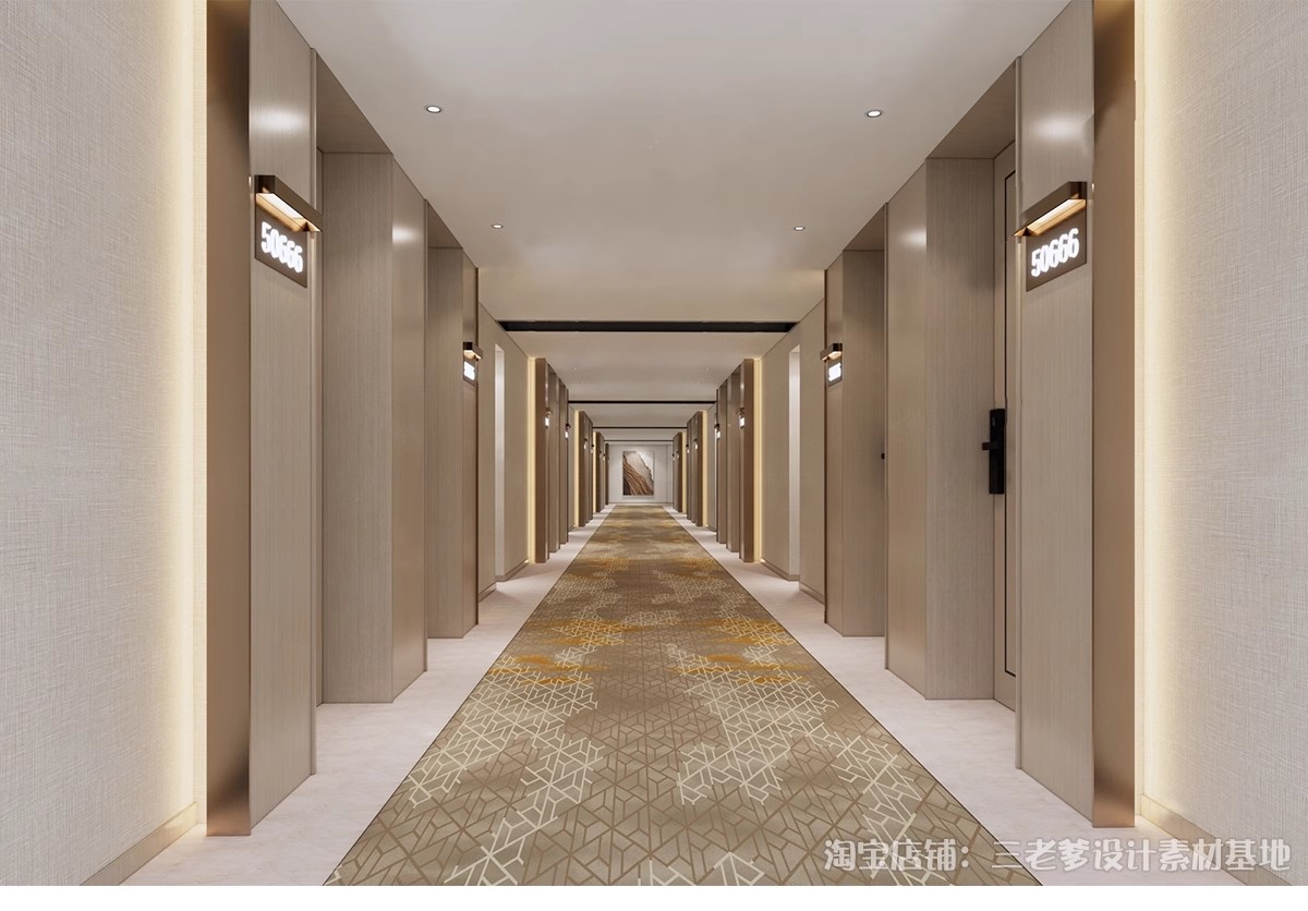 图片[30]-过道走廊su模型现代新中式工装酒店公司办公餐饮空间场景草图大师-大怪兽分享