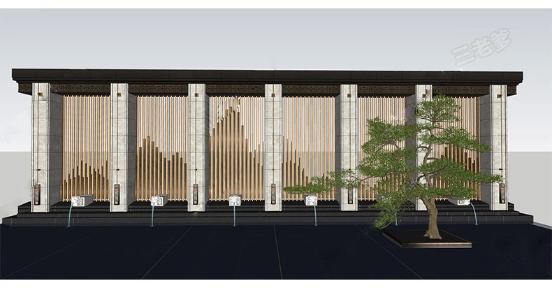 图片[30]-现代小区铁艺格栅围墙SU模型山水图案庭院围栏背景墙草图大师素材-大怪兽分享