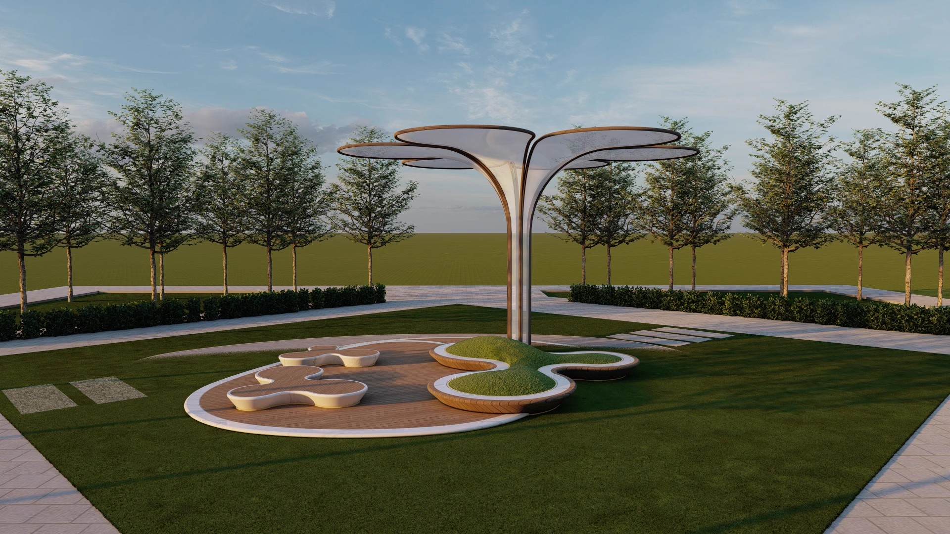 图片[29]-异形弧形廊架SU模型公园亭子广场休闲亭长廊景观构筑廊架SketchUp-大怪兽分享