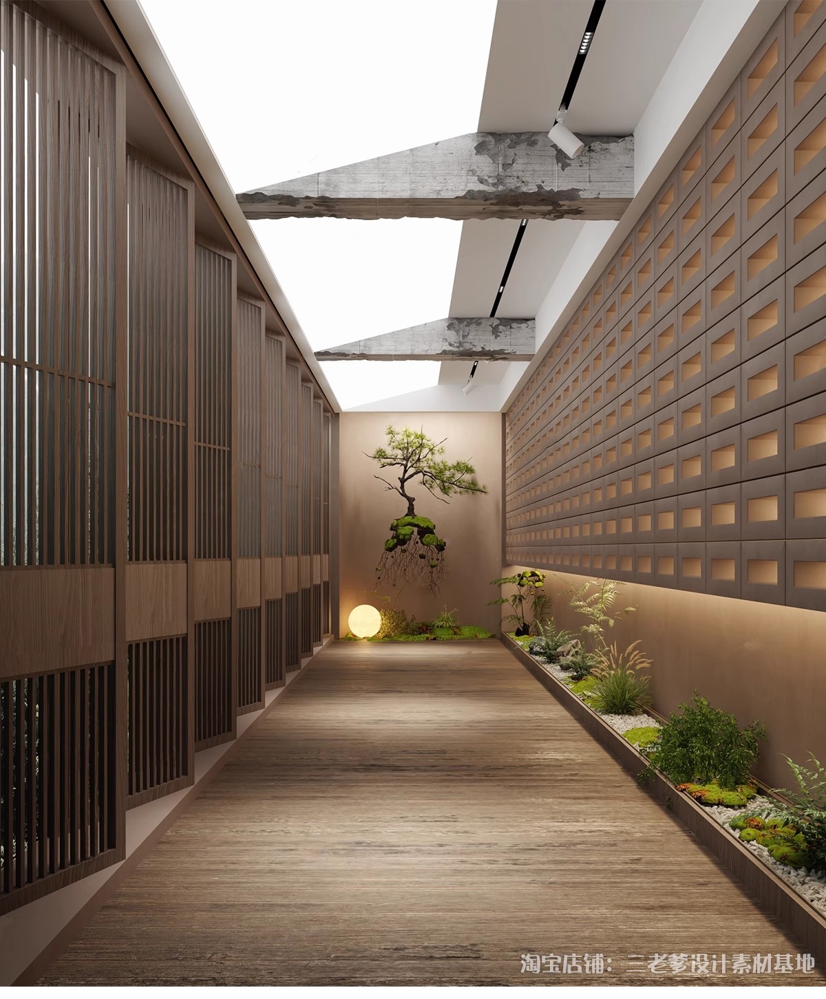 图片[31]-过道走廊su模型现代新中式工装酒店公司办公餐饮空间场景草图大师-大怪兽分享