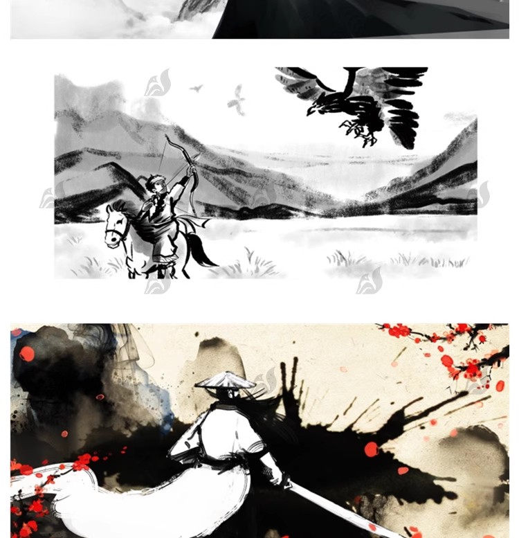 图片[21]-浪人侠客武侠水墨人物中国风手绘插画海报psd设计素材源文件模板-大怪兽分享