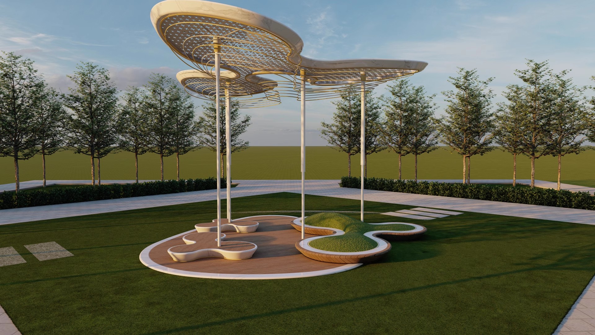 图片[30]-异形弧形廊架SU模型公园亭子广场休闲亭长廊景观构筑廊架SketchUp-大怪兽分享