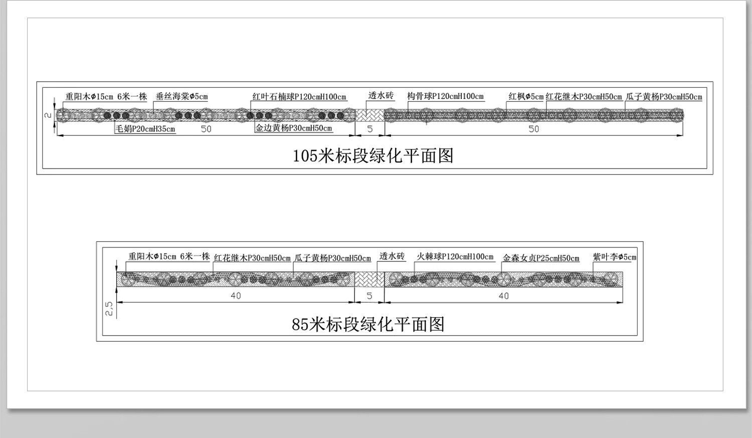 图片[25]-城市道路绿化CAD施工图纸景观种植设计市政公路绿化带平面方案图-大怪兽分享