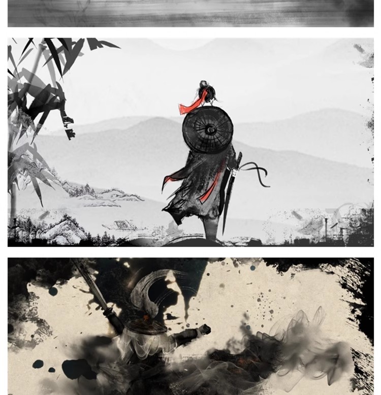 图片[23]-浪人侠客武侠水墨人物中国风手绘插画海报psd设计素材源文件模板-大怪兽分享