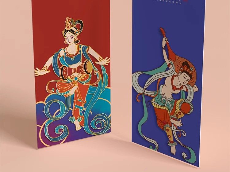 图片[14]-国潮风毕设敦煌飞天插画文创品牌VI提案LOGO展示样机PSD设计素材-大怪兽分享