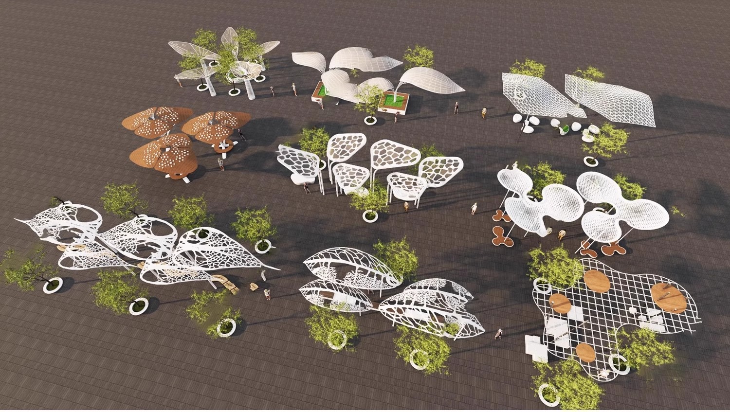 图片[34]-异形弧形廊架SU模型公园亭子广场休闲亭长廊景观构筑廊架SketchUp-大怪兽分享