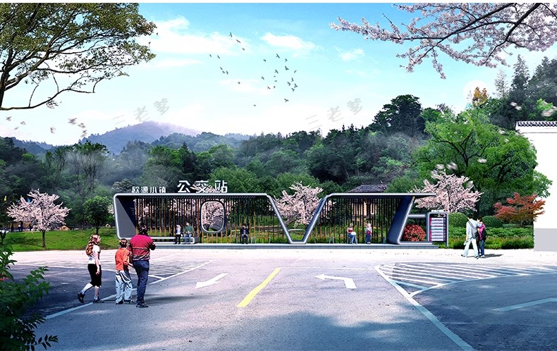 图片[38]-现代新中式风格乡村城市公交站汽车站牌设计站台SU模型库草图大师-大怪兽分享