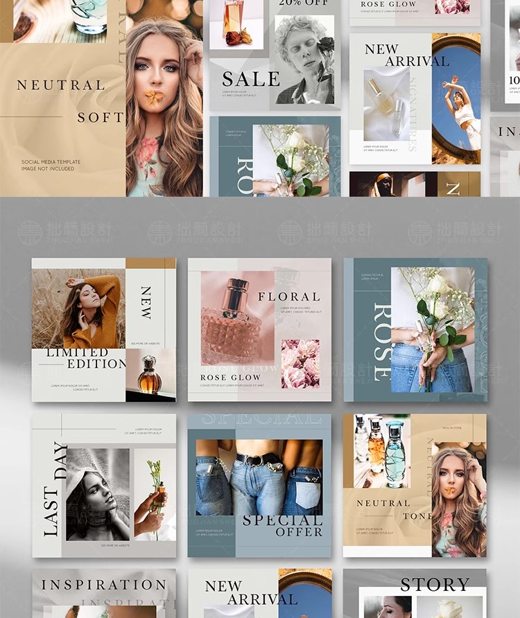 图片[3]-潮流时尚护肤化妆品朋友圈人物图文排版海报PSD版面设计素材模板-大怪兽分享