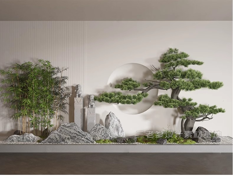 图片[43]-禅意新中式日式佛像和尚雕塑庭院假山景墙景观小品SU模型sketchup-大怪兽分享