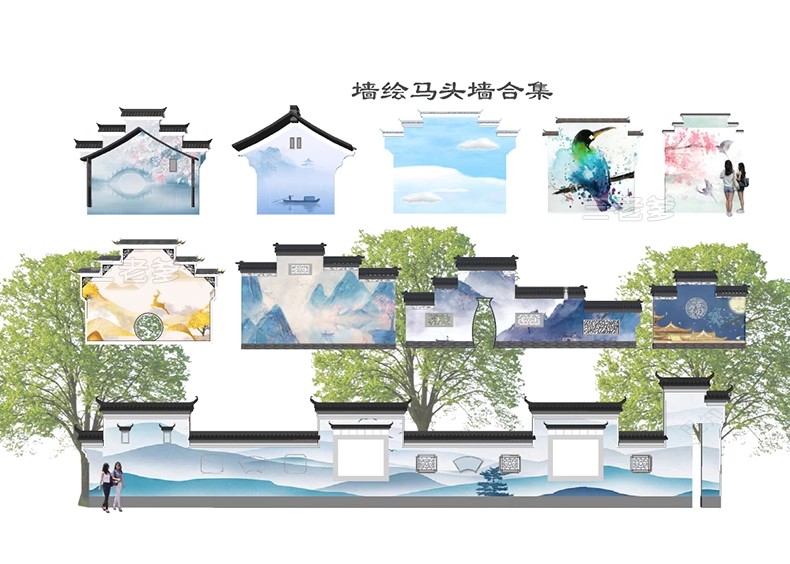 图片[36]-新中式徽派马头墙民俗建筑照壁景墙仿古建筑白山墙瓦片屋檐SU模型-大怪兽分享
