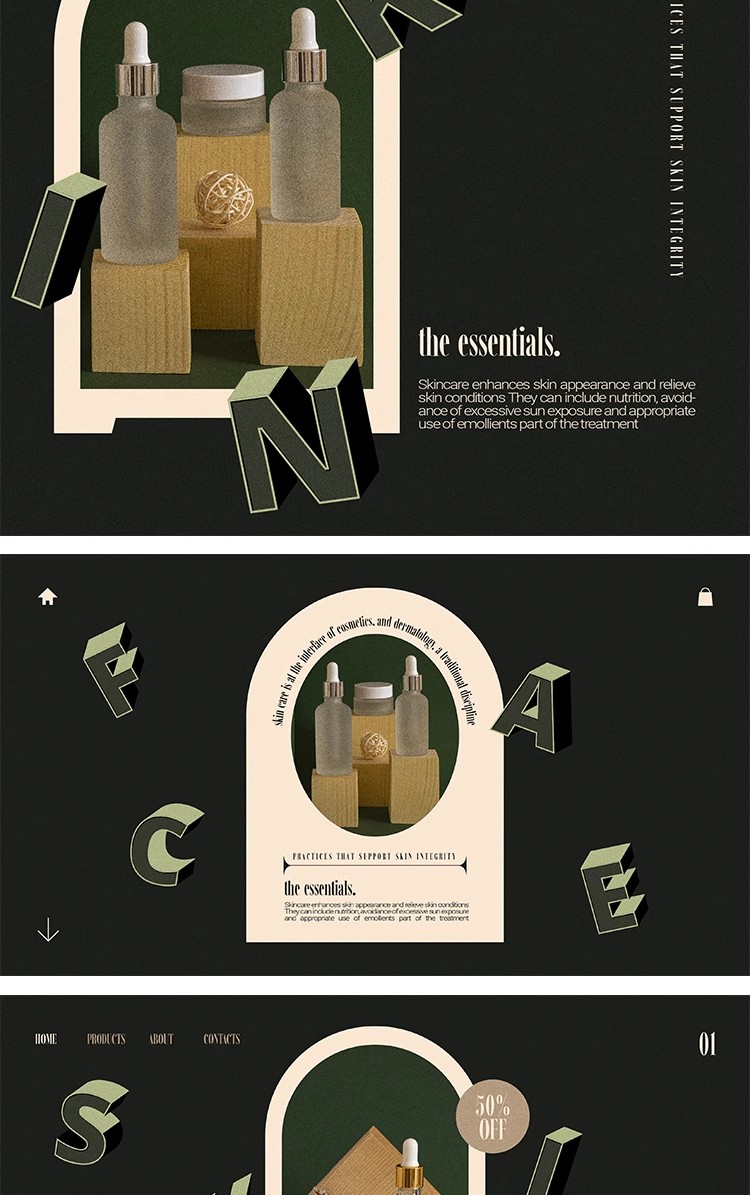 图片[12]-14款潮流3D字母元素护肤化妆品KV主视觉海报排版PSD设计素材模板-大怪兽分享