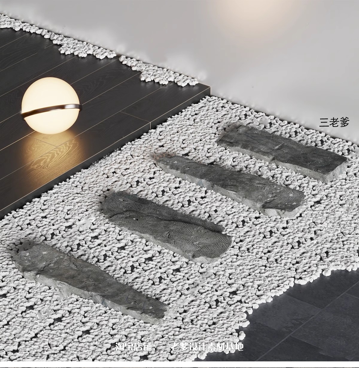 图片[31]-石头路面庭院汀步3D模型库 景观铺装室外石板石块青石板小路3dmax-大怪兽分享
