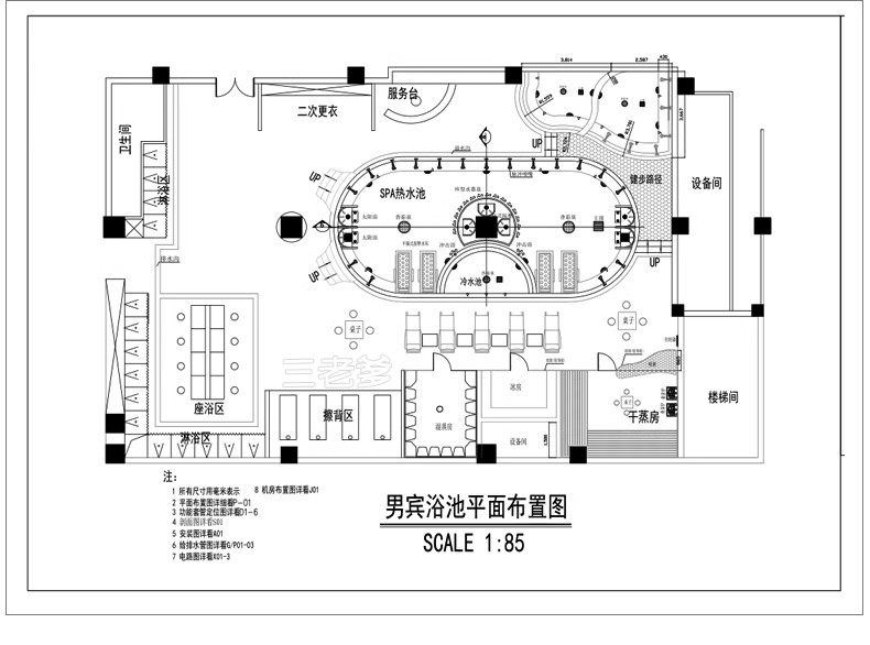 图片[29]-洗浴中心桑拿足浴CAD施工图 平面布置会所SPA按摩店布局方案图库-大怪兽分享