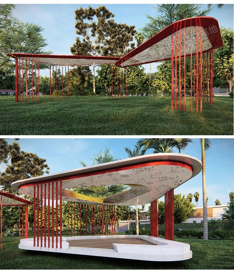 图片[40]-异形弧形廊架SU模型公园亭子广场休闲亭长廊景观构筑廊架SketchUp-大怪兽分享