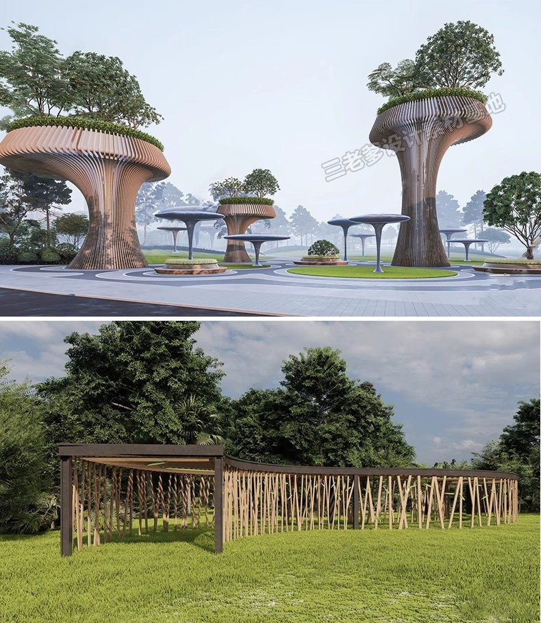图片[41]-异形弧形廊架SU模型公园亭子广场休闲亭长廊景观构筑廊架SketchUp-大怪兽分享
