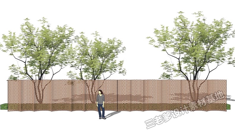 图片[44]-现代小区铁艺格栅围墙SU模型山水图案庭院围栏背景墙草图大师素材-大怪兽分享