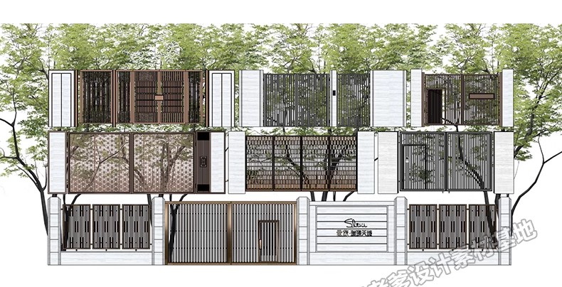 图片[46]-现代小区铁艺格栅围墙SU模型山水图案庭院围栏背景墙草图大师素材-大怪兽分享