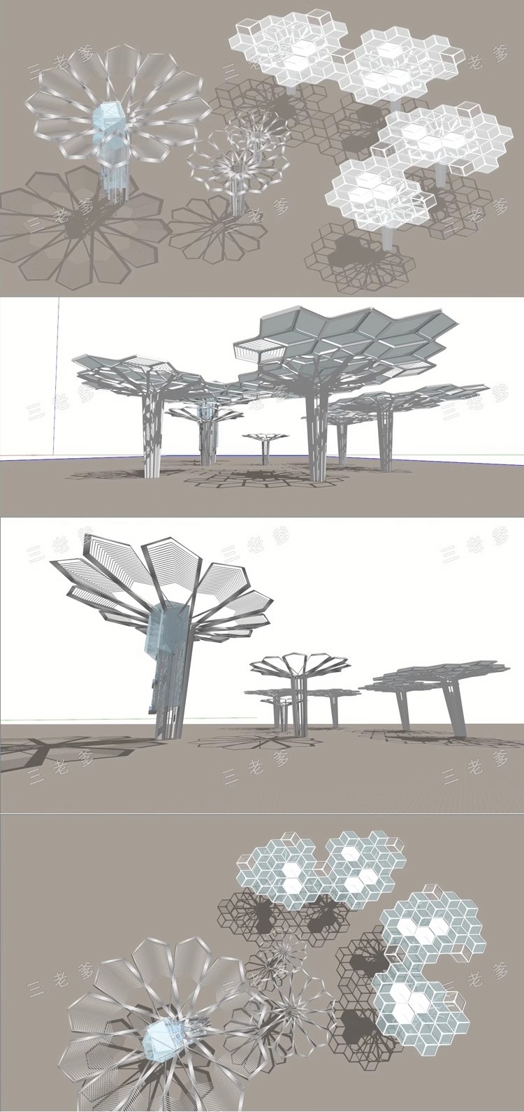 图片[45]-异形弧形廊架SU模型公园亭子广场休闲亭长廊景观构筑廊架SketchUp-大怪兽分享