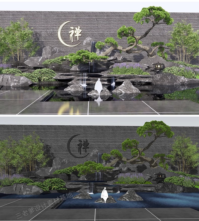 图片[51]-禅意新中式日式佛像和尚雕塑庭院假山景墙景观小品SU模型sketchup-大怪兽分享