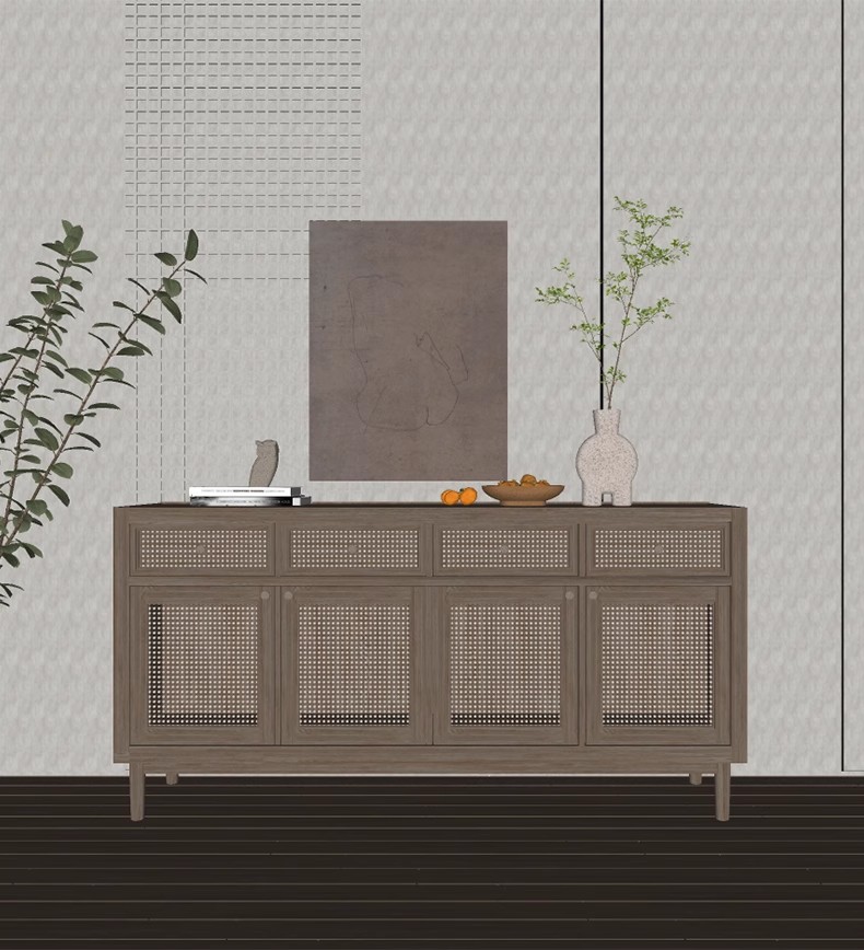 图片[38]-草图大师现代轻奢侘寂玄关柜边柜装饰柜端景台挂画摆件组合SU模型-大怪兽分享