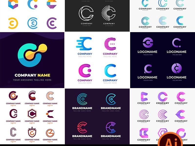 C字母C标志商标LOGO标识徽标图标图案Ai矢量图设计素材模板-大怪兽分享
