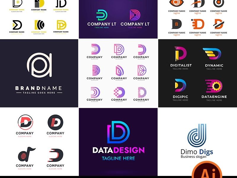 D字母D标志LOGO标识商标徽标图标图案ai矢量图设计素材EPS-大怪兽分享