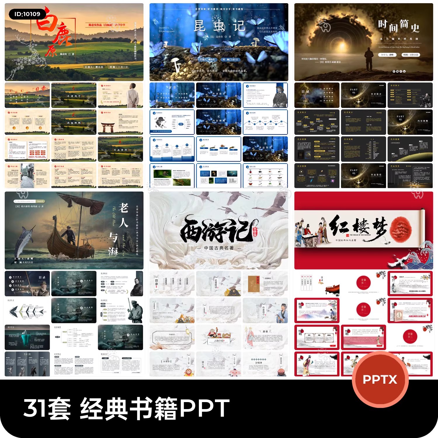 经典书籍文学名著读书会主题分享教师教学教育课件读后感PPT模板-大怪兽分享