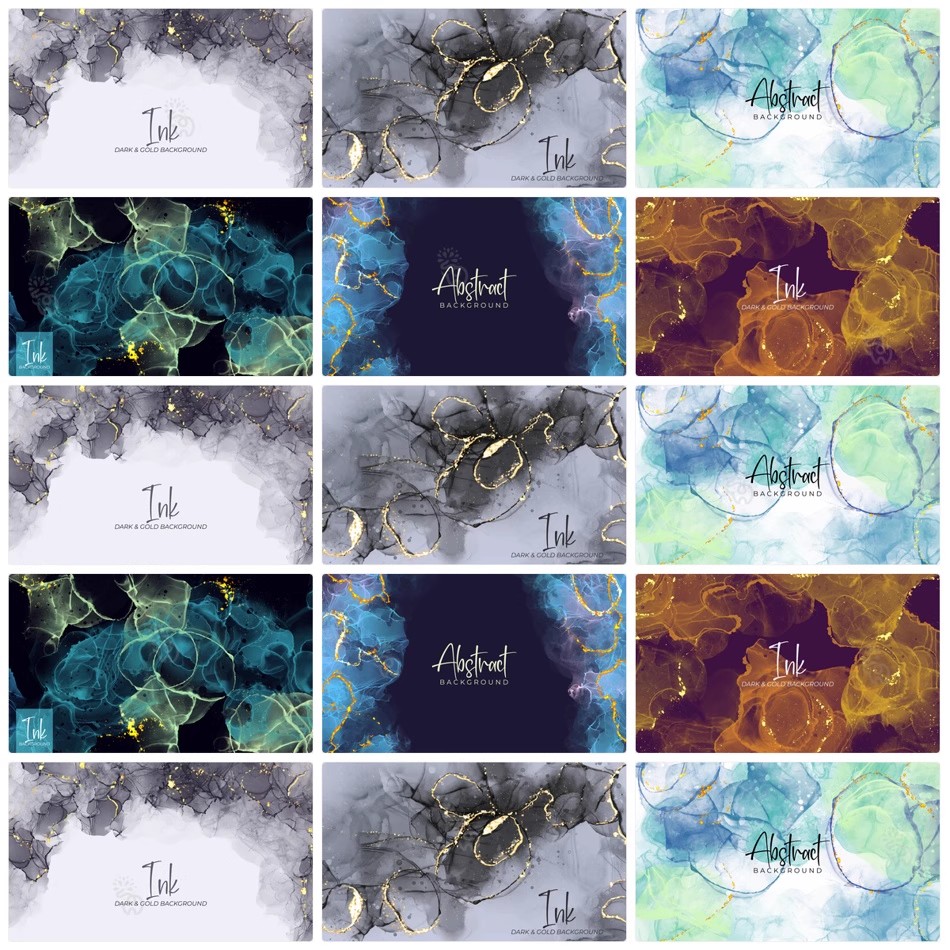 欧美水墨鎏金背景kv主视觉大图海报插画AI矢量设计素材-大怪兽分享