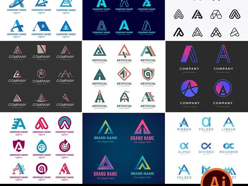 英文字母A标志LOGO标识商标徽标图标图案ai矢量图设计素材模板eps-大怪兽分享