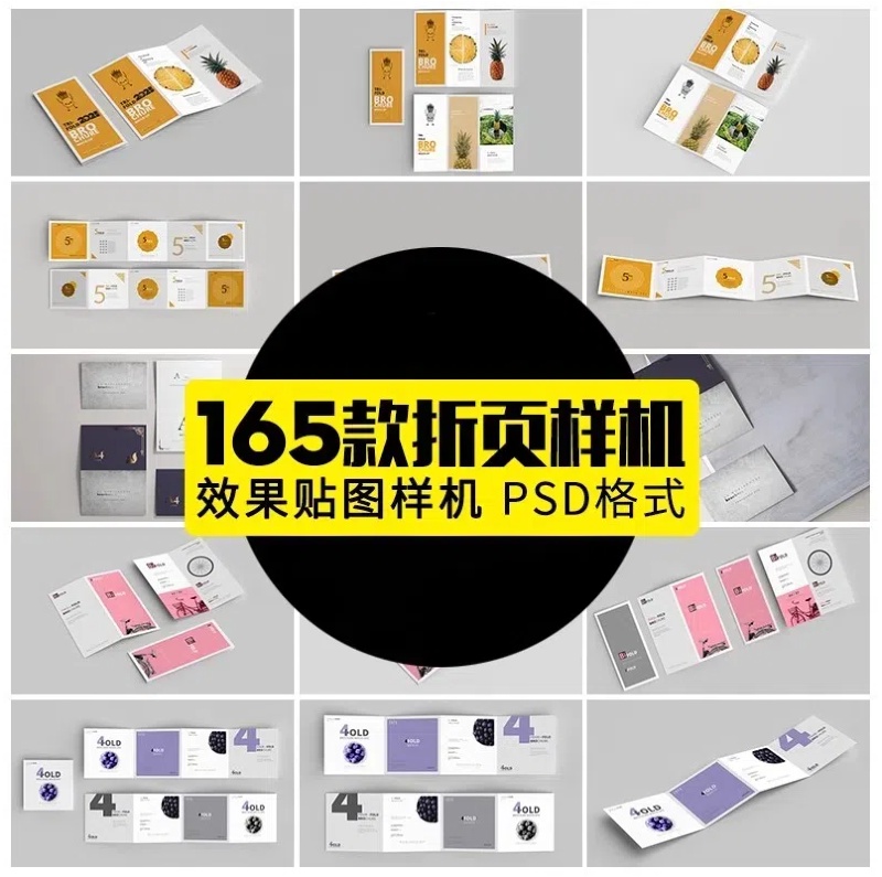 高端A4两折页五折页三折页vi贴图展示效果样机PSD设计素材宣传册-大怪兽分享