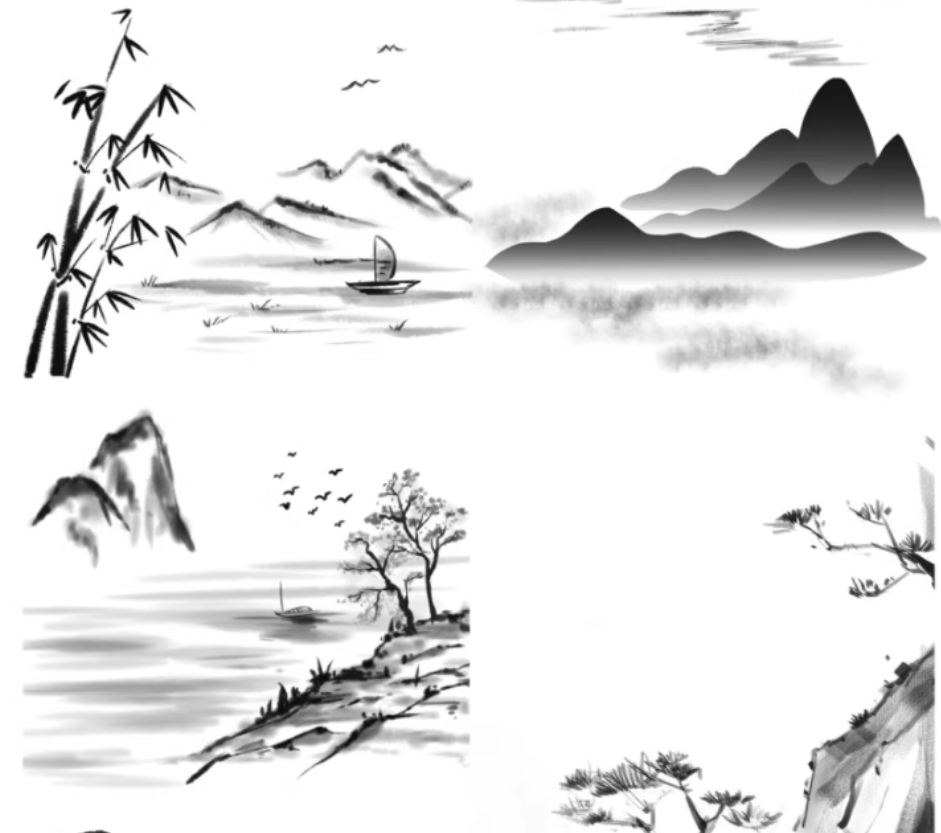 图片[4]-水墨山水画中国风古韵国画大雁小桥流水procreate笔刷ps笔刷素材-大怪兽分享