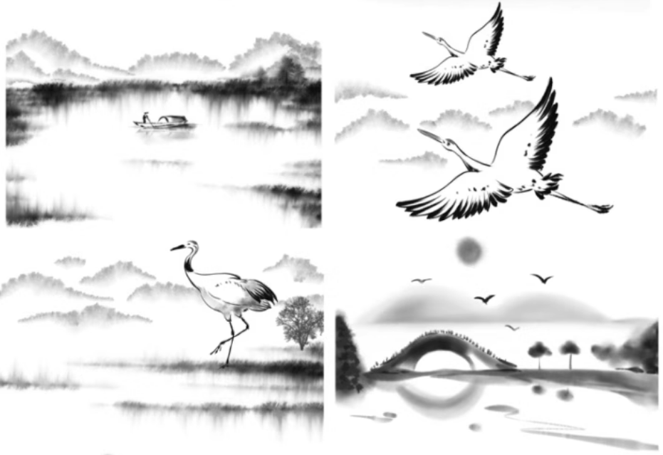 图片[7]-水墨山水画中国风古韵国画大雁小桥流水procreate笔刷ps笔刷素材-大怪兽分享
