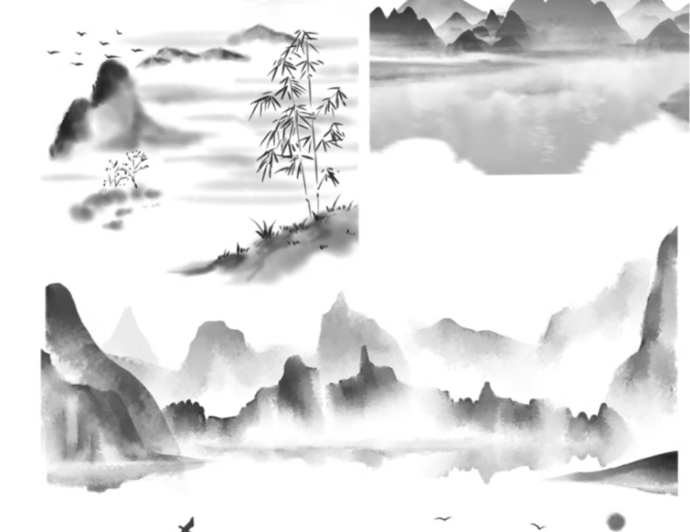 图片[8]-水墨山水画中国风古韵国画大雁小桥流水procreate笔刷ps笔刷素材-大怪兽分享