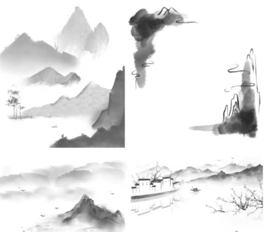 图片[9]-水墨山水画中国风古韵国画大雁小桥流水procreate笔刷ps笔刷素材-大怪兽分享