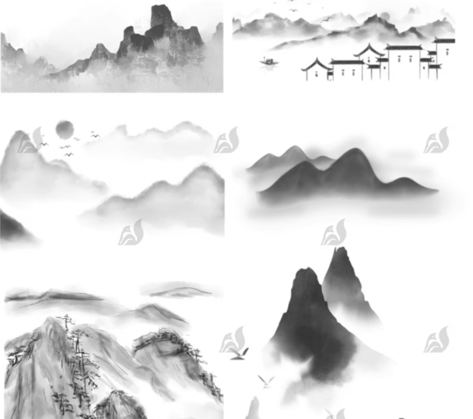 图片[10]-水墨山水画中国风古韵国画大雁小桥流水procreate笔刷ps笔刷素材-大怪兽分享